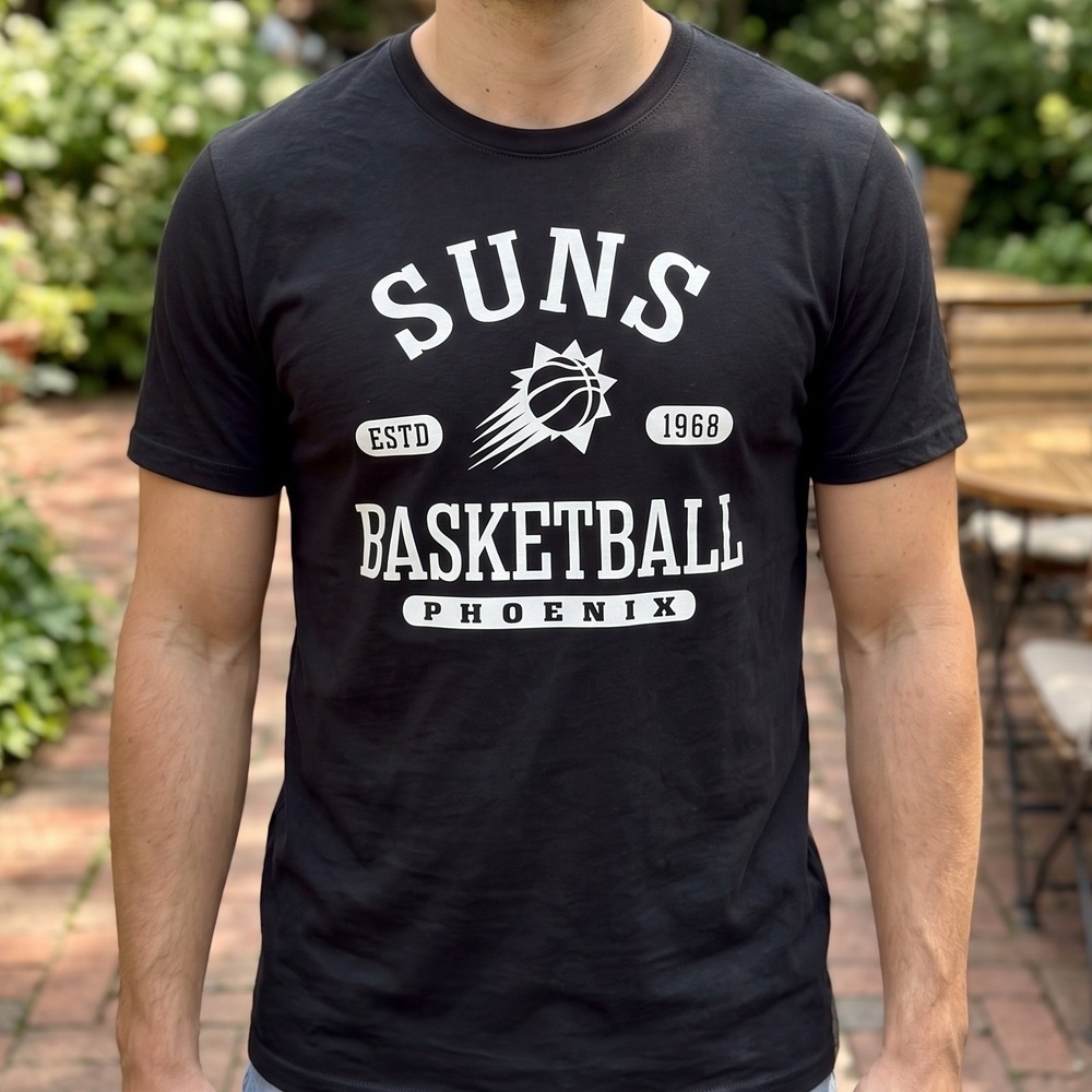Fanatics Phoenix Suns Basketball T-Shirt Black Graphic Tee NBA 1968 ESTD